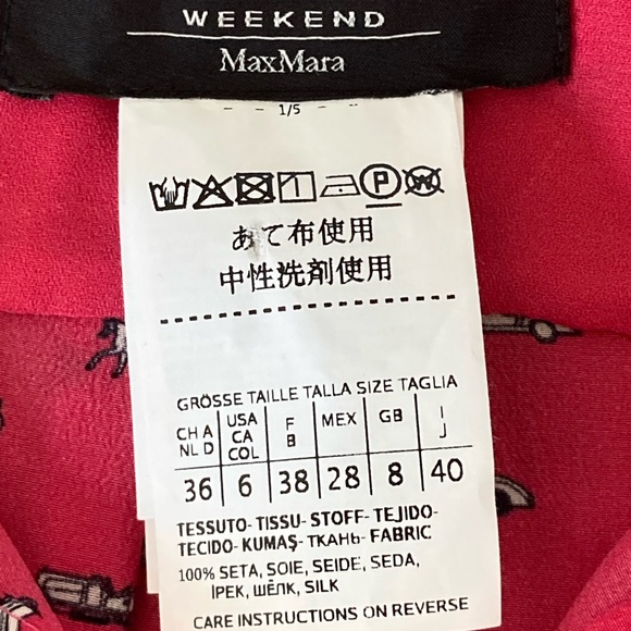 Weekend Max Mara Silk Graphic Print Pink Blouse - Picture 7 of 9